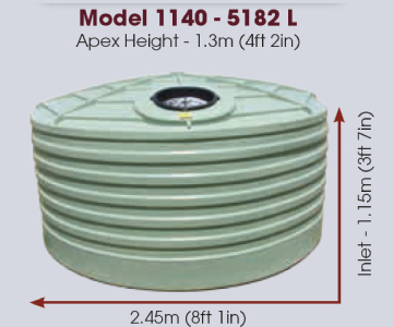 Model 1140 gallon 5182 litre water tank