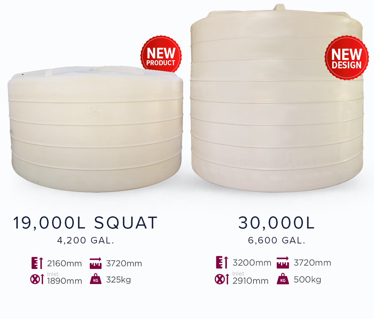 New Tank Design, 19000L Squat Tank, 4200 Gallon Squat tank, 30000L Tank, 6600 Gal Tank